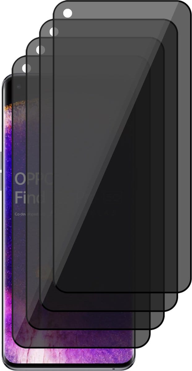 Privacy Screenprotector geschikt voor Oppo Find X5 Pro - 4x Volledig Dekkend Glas Screen Protector