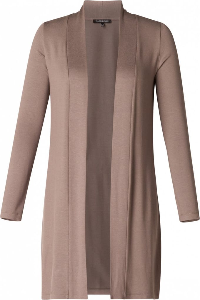 BASE LEVEL CURVY Ayla Long Vest - Dark Taupe - maat 3(52)