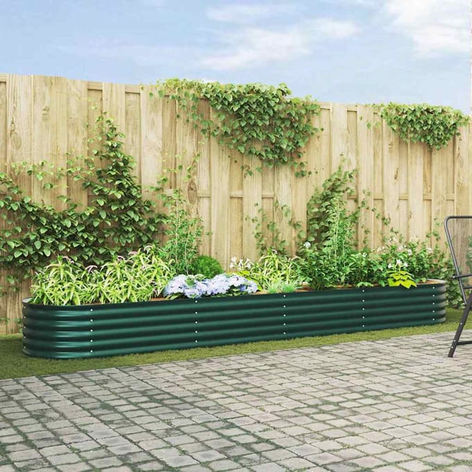 vidaXL - Verhoogd - bed - Groen - 400 - x - 80 - x - 44 - cm - Staal