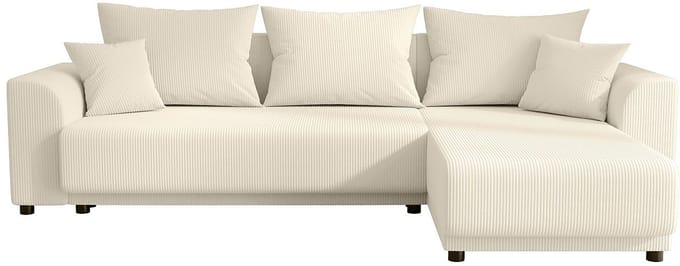 Vente-unique Omkeerbare express-hoekslaapbank van beige ribfluweel NESSARO