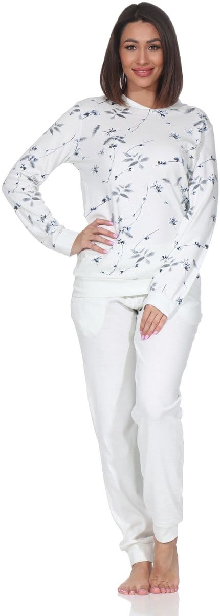 Normann damespyjama met lange interlock met manchetten in elegante look - ook in oversize