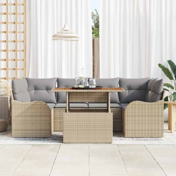 vidaXL - Tuinbank - Set - 7 - st - Beige - en - Lichtgrijs - 100 - x - 55 - x - 73 - cm