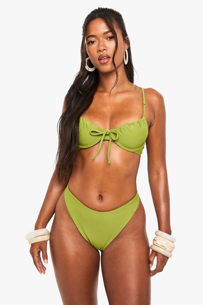 boohoo Dames Zwemkleding Essentials Tanga | Olive | Maat: 14