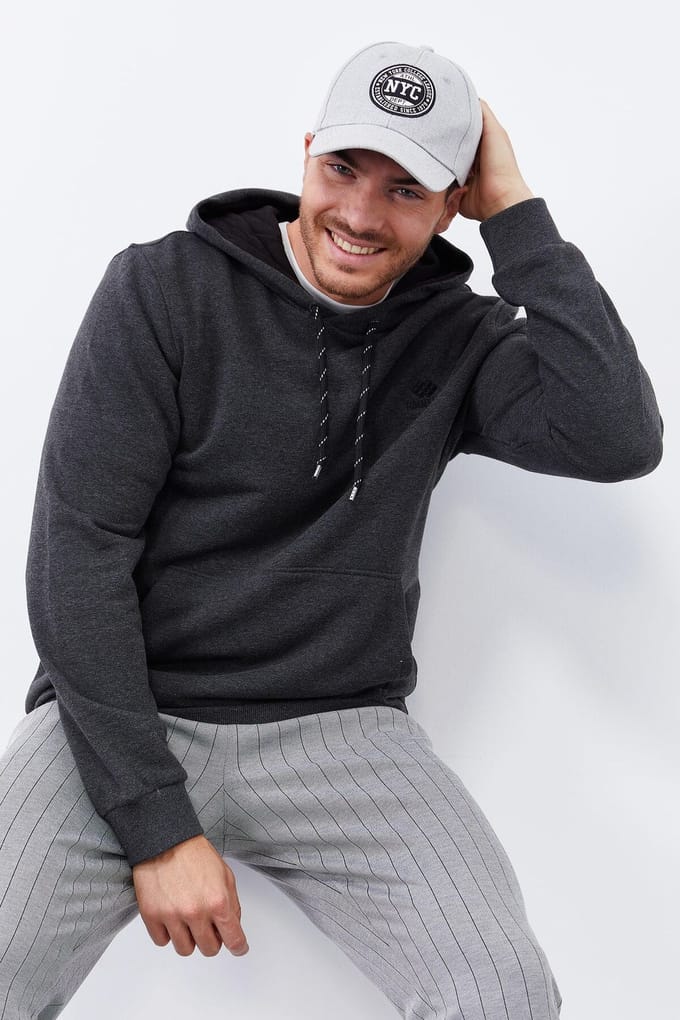 Heren Effen Capuchon Sweatshirt Met Zak