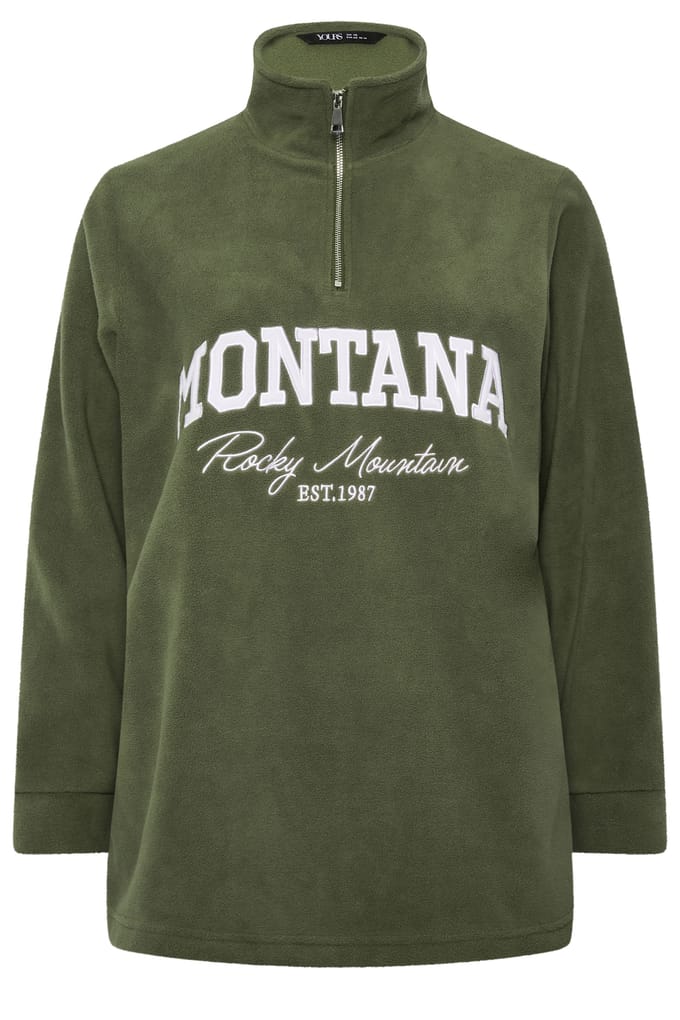 Yours Groene 'Montana' Fleece Met Kwartrits Size 42