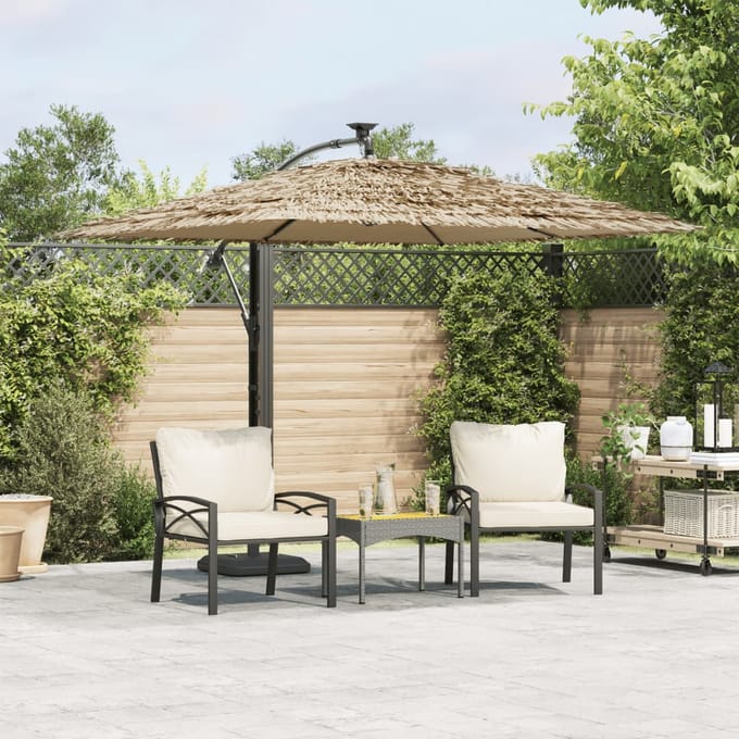 vidaXL - Parasol - met - stalen - paal - 246x246x230 - cm - bruin