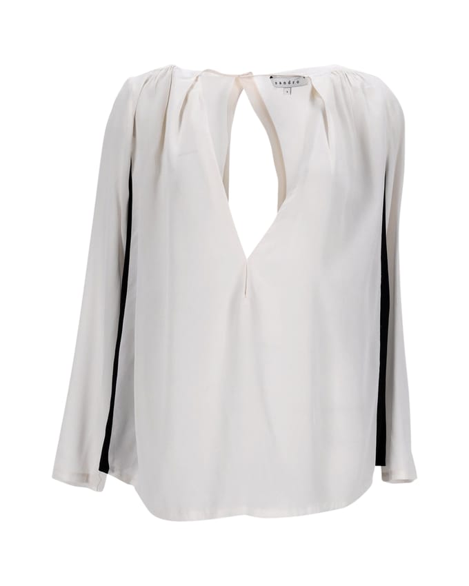 Sandro V-halsblouse van grijze zijde