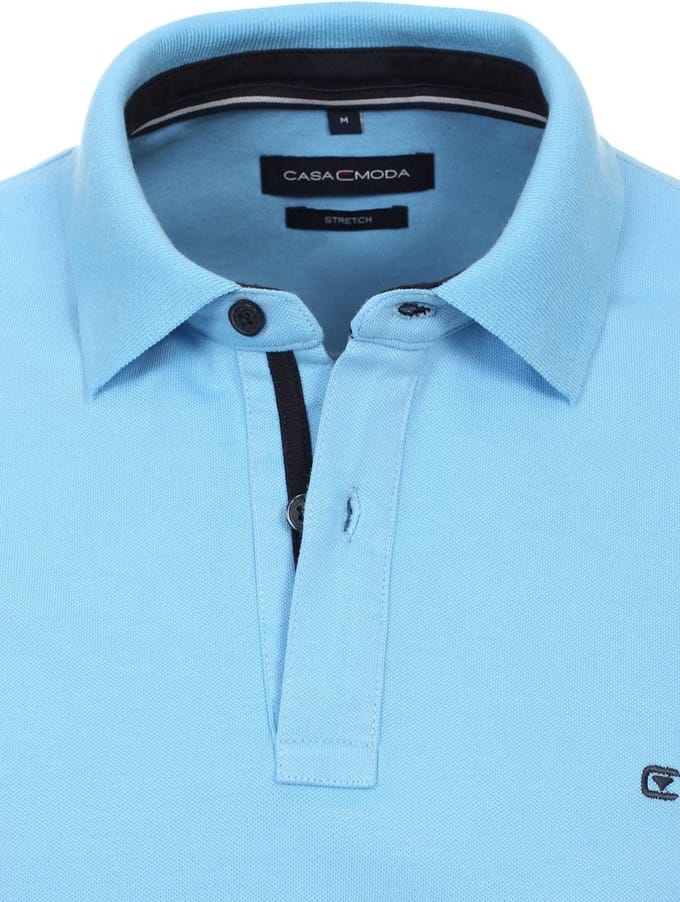Casa Moda Polo Shirt Comfort Fit Effen Stretch Blauw - 3XL