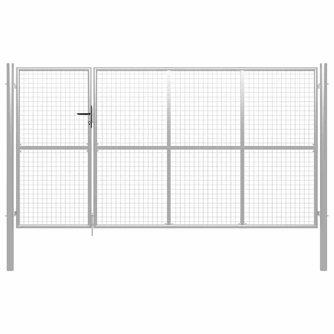 vidaXL Poort 350x150 cm staal zilverkleurig