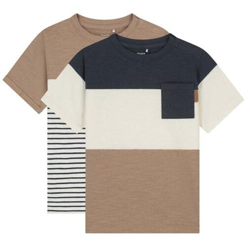 Prénatal peuter T-shirts 2 stuks Light Mud Brown 80 heren