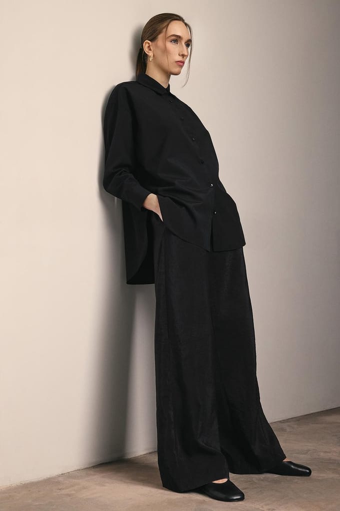 Touché Privé - Oversized poplin blouse - Zwart - Dames