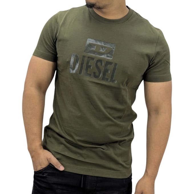 Diesel monotoon logo groen T-shirt