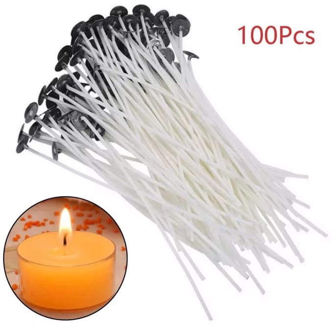 Gewaxte kaarslonten (20 cm) 100 stuks Wit