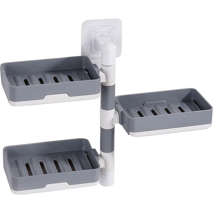 Boîte à savon murale rotative 3 couches HIPS sans perçage récipient à savon rotatif plat pour gray