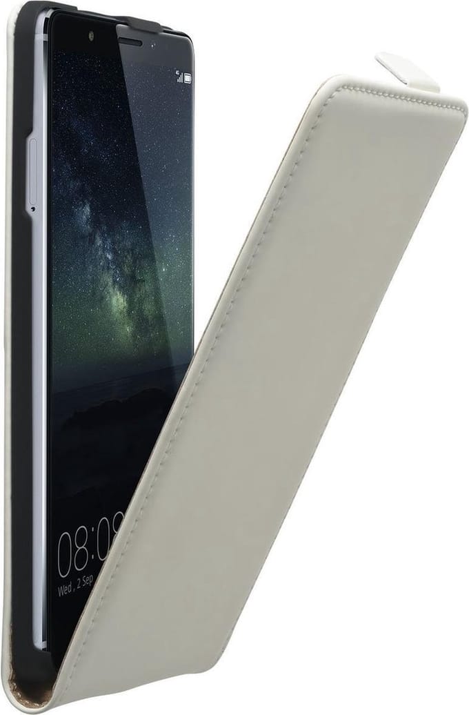 Wit lederen flip case Huawei Mate S cover hoesje