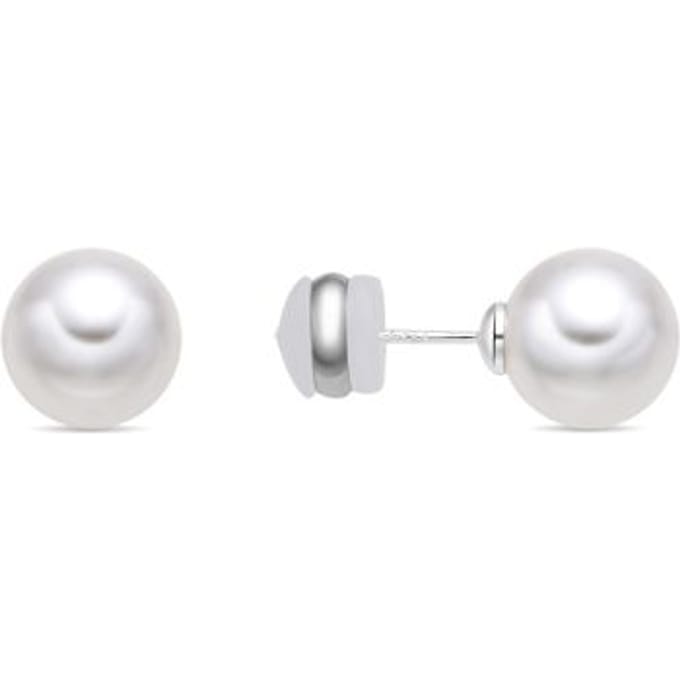 Luxenter oorbellen met witte parel zilverkleurige afwerking - Wasai