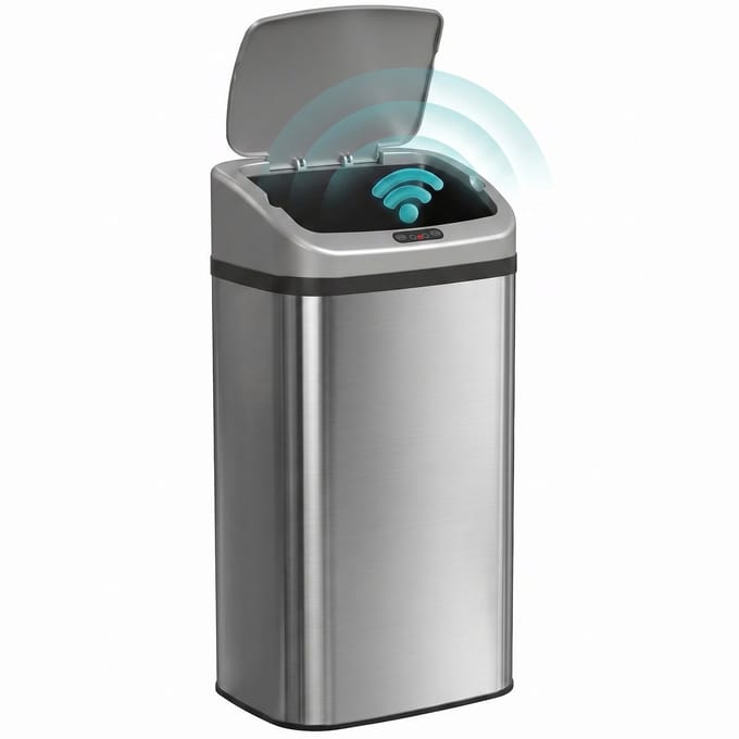 HOMCOM Sensorafvalbak ABS, roestvrij staal 33L x 25B x 69H cm Zilver