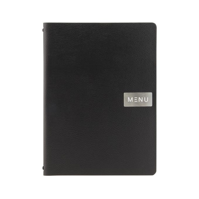Securit® Menukaart | Menukaart map A4 onbewerkt leer - zwart