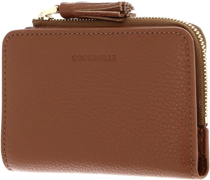 COCCINELLE Leren portemonnee Tassel Wallet Cognac bruine