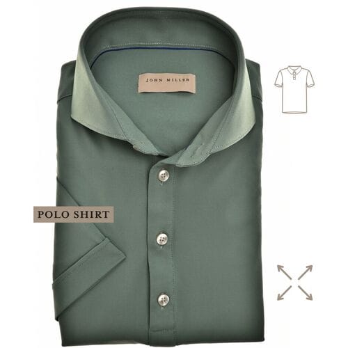 John Miller Slim-Fit Hyperstretch Short Sleeve Button-Polo Midden Groen / male