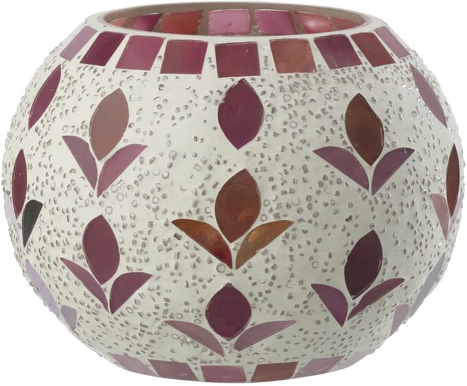 J-Line kaarshouder - glas - wit/fuchsia - medium