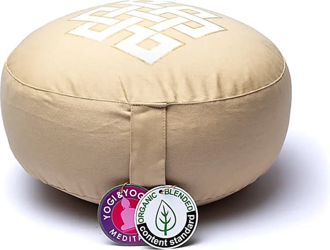 Meditatiekussen oneindige knoop beige biokatoen (OCS)