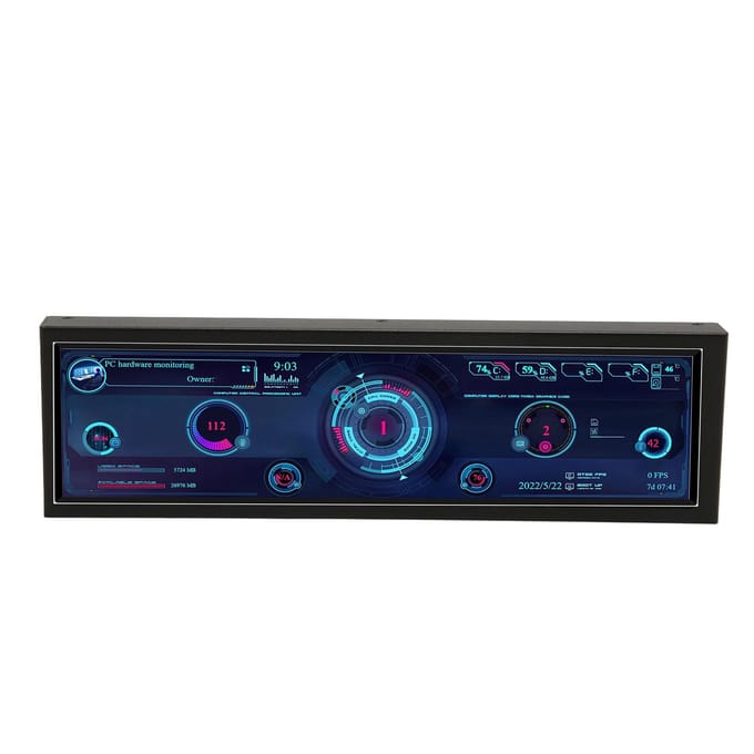 Computertemperatuurmonitor 8,8 inch LCD USB C Landschap of Portret Thema-editor PC CPU Data Monitor voor Without touch