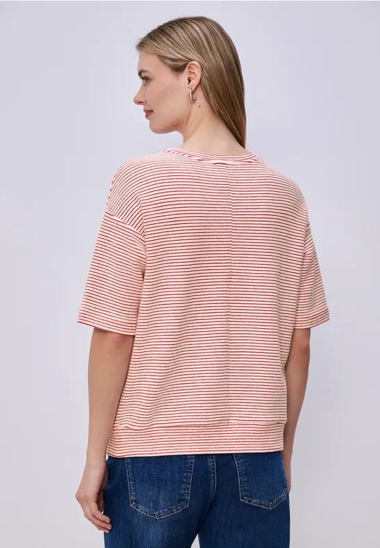 Shirt met korte mouwen en gestructureerde strepen