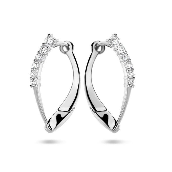 Zilver Gerhodineerd Klapoorringen Zirkonia 1335288
