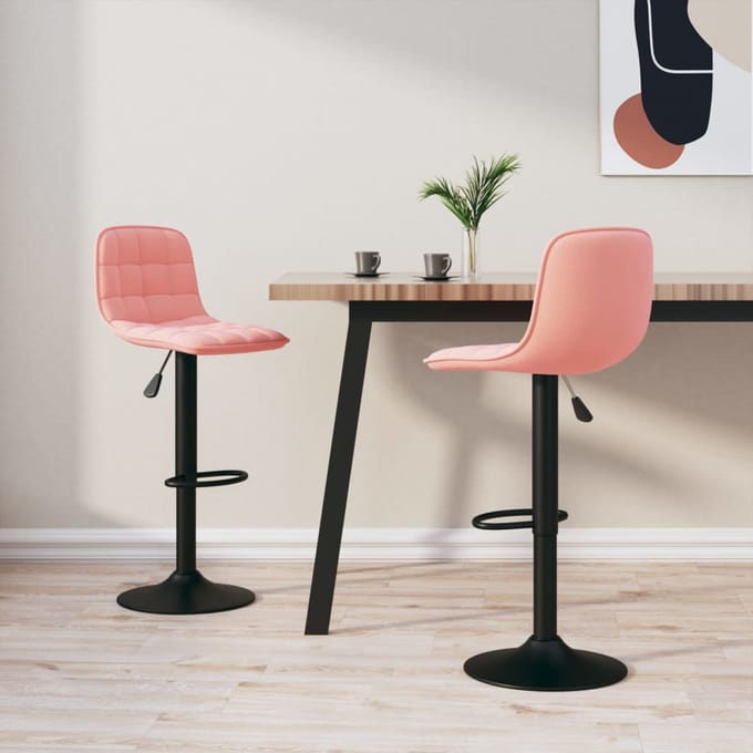 vidaXL - Barkrukken - 2 - st - fluweel - roze