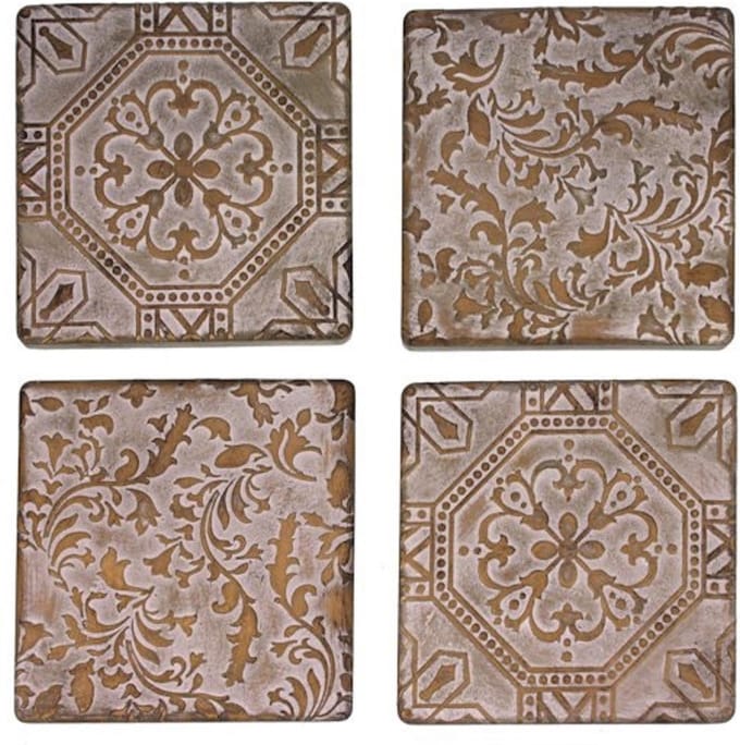 Onderzetters motief tegel, s/4 9,5x9,5cm