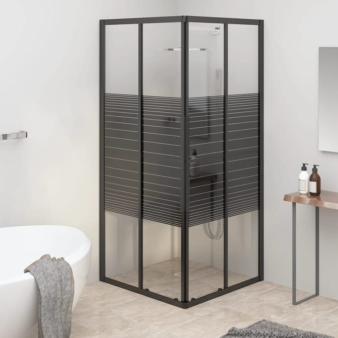 vidaXL - Douchecabine - strepen - 80x80x180 - cm - ESG - zwart
