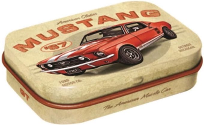 Ford Mustang - Pepermunt Blik mint box 4 x 6 cm