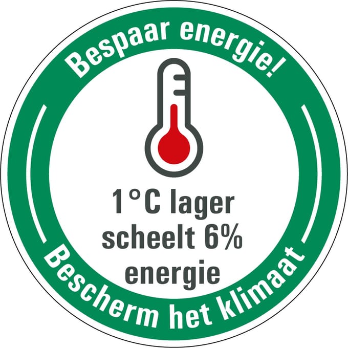 Energie besparen sticker verlaag temperatuur 150 mm