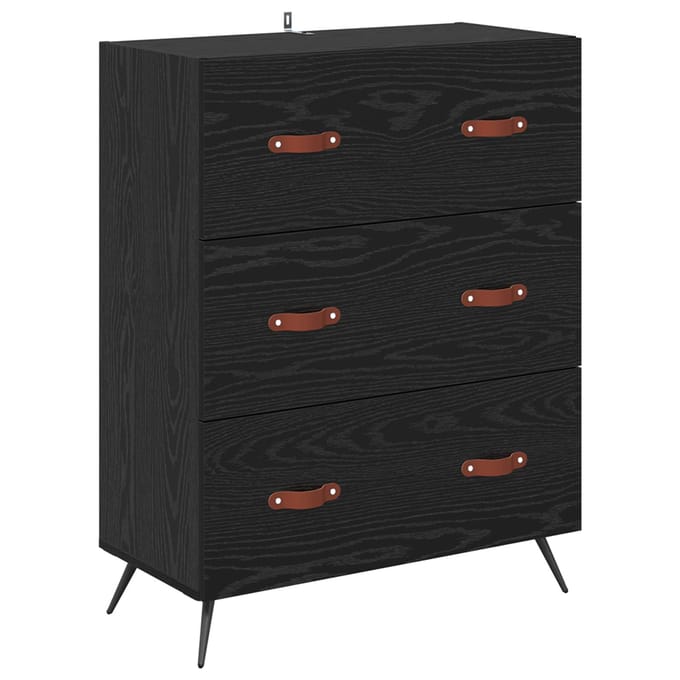 vidaXL - Ladekast - Zwarte - Eik - 69,5 - x - 34 - x - 90 - cm - Geconstrueerd - hout