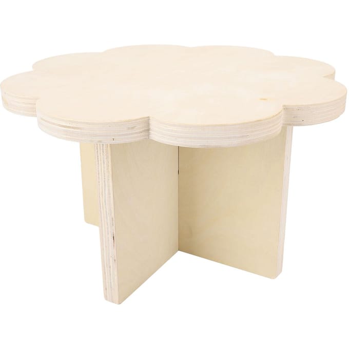 Table de Pique-Nique en Forme de Fleur Bois Massif Structure Robuste Aspect Mignon Pliable Portable Table de Tente Artisanat white