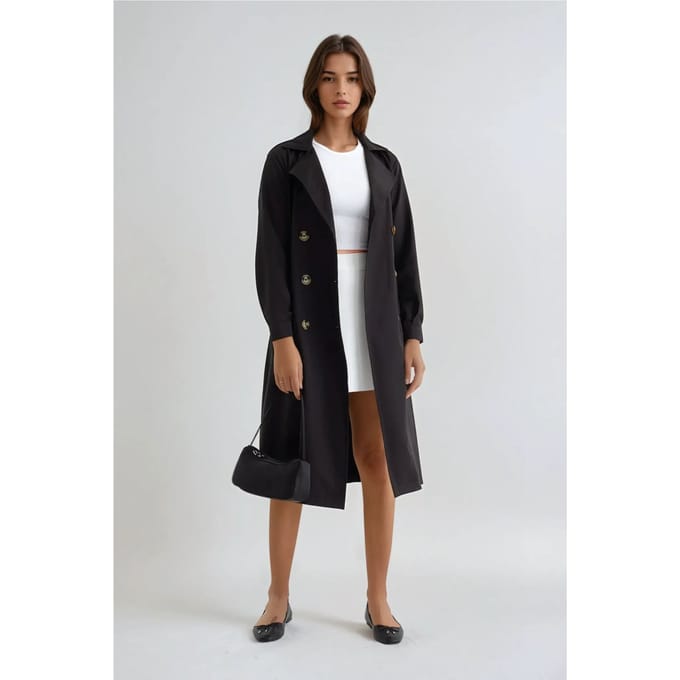 Dubbelzijdig Gordijn Trenchcoat met Ceintuur