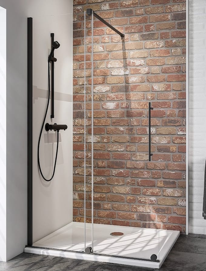 Schulte douchewand - schuifdeur - inloopdouche 120x200 cm - matzwart - 8mm - transparant veiligheidsglas - antikalk
