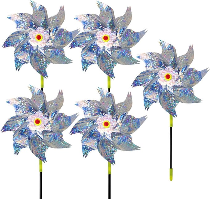 Set van 5 Reflecterende Windmolens voor Vogelafschrikking in Tuin, Balkon en Dakterras