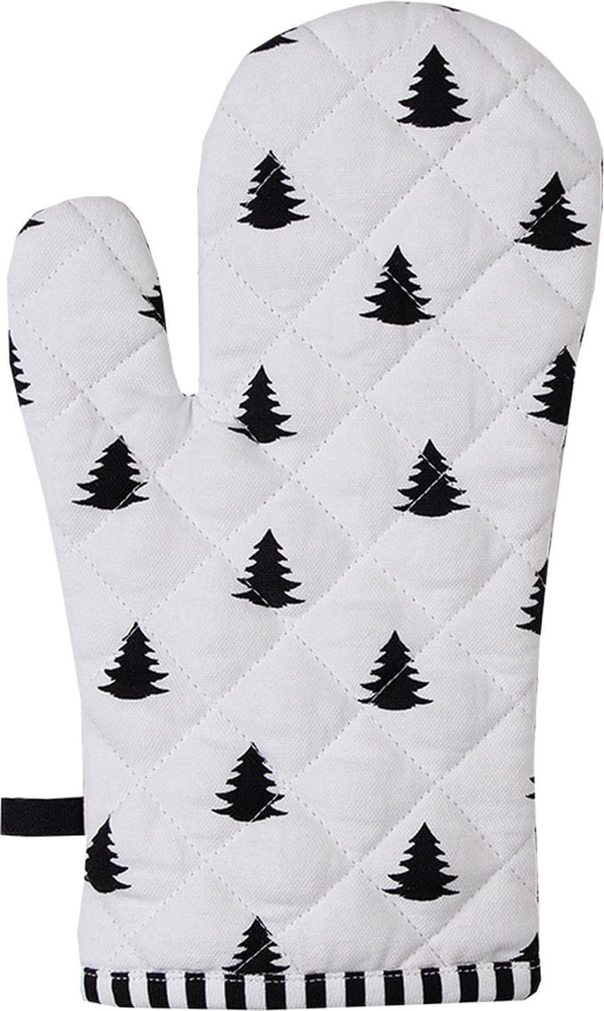 Clayre & Eef Ovenwant 18x30 cm Zwart Wit Katoen Kerstboom