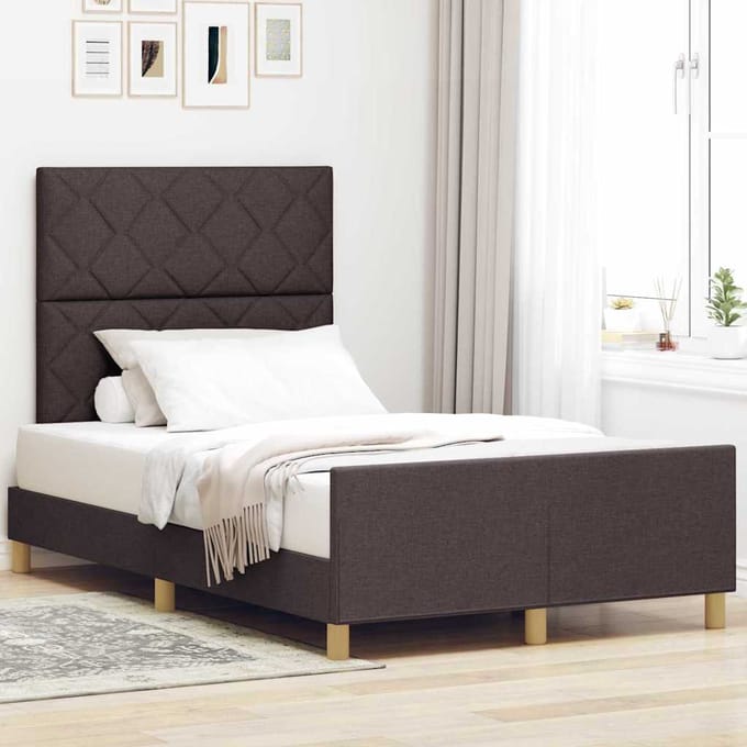 vidaXL - Bedframe - met - hoofdeinde - Donkerbruin - 120 - x - 200 - cm - Stof
