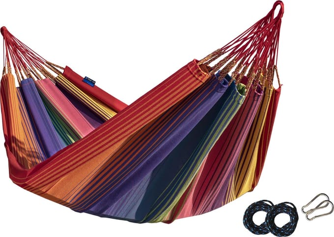 COLOMBIAANSE hangmat - 2 persoons - incl. ophangset - EXTRA STEVIG - UV bestendig katoen - Multicolor - Arriba