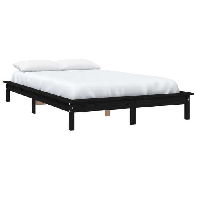 vidaXL - Bedframe - massief - grenenhout - zwart - 150x200 - cm