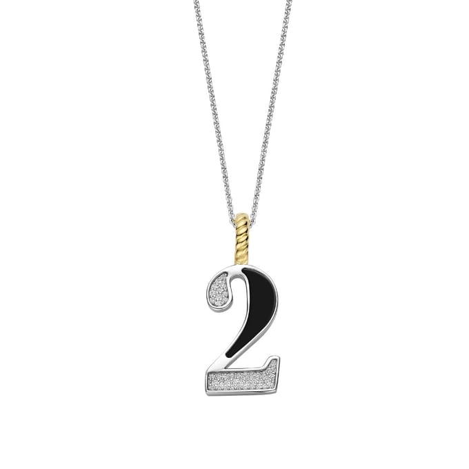TI SENTO Dames Hanger - 925 zilver - Cijfer 2 - Zwart - 6841BL_2