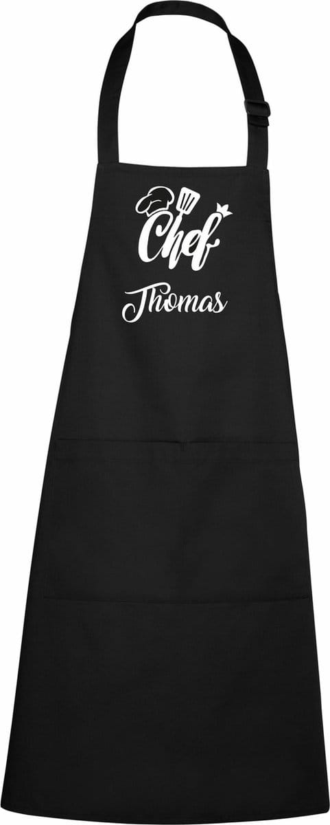 mijncadeautje - luxe schort - chef met voornaam - met voornaam - rood