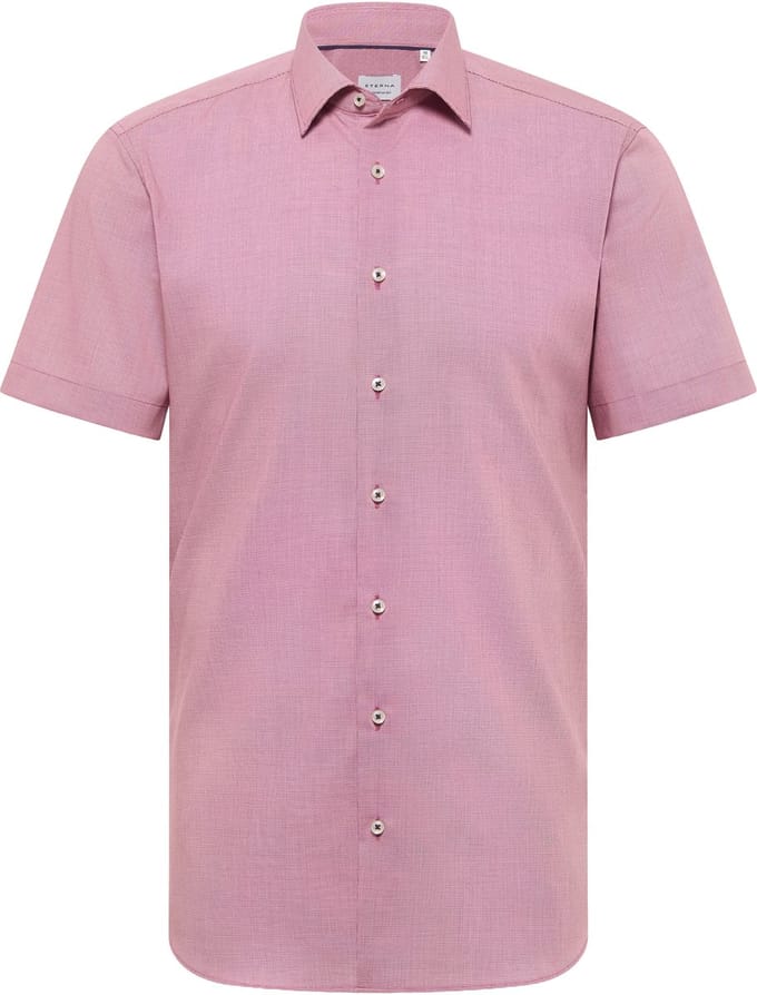 ETERNA slim fit overhemd korte mouw - structuur - rood - Strijkvrij - Boordmaat: 44 (EU maat: XL)