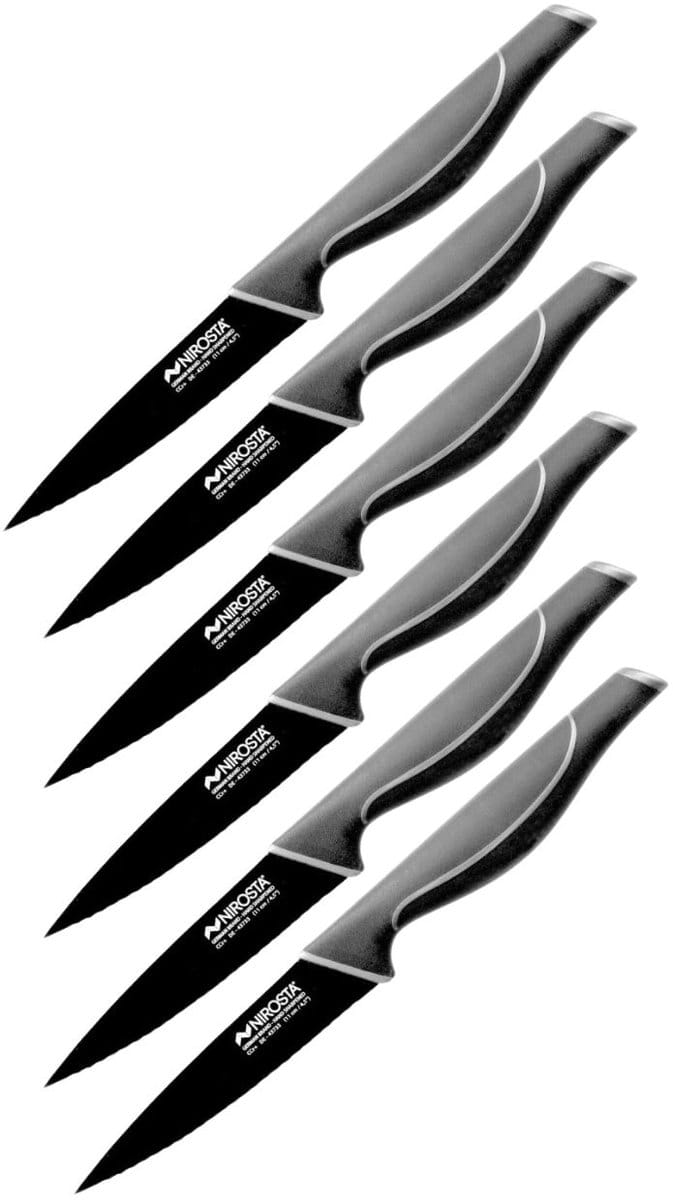 Set van 6 gekartelde keukenmessen Nirosta Black Edition