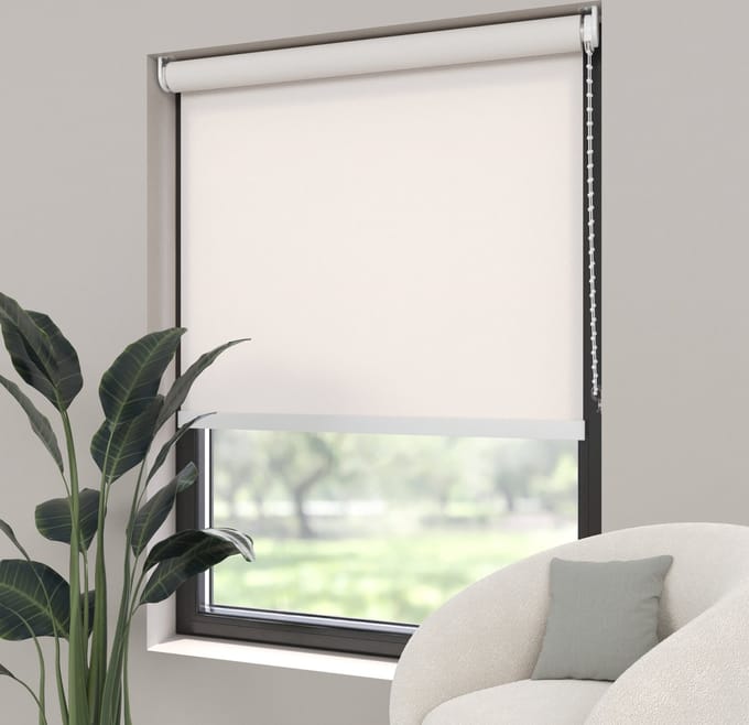 Dutchblinds Rolgordijn - lichtdoorlatend - Sneeuw Wit - 75x190cm - Raamdecoratie op maat