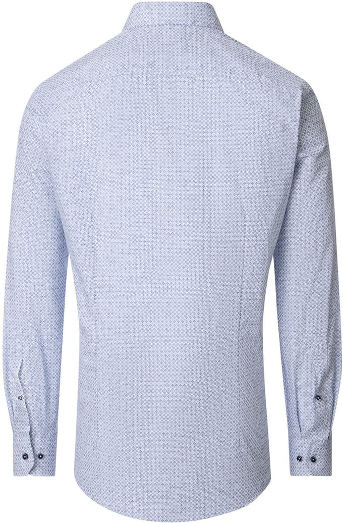 VENTI modern fit overhemd - popeline - wit met blauw dessin - Strijkvrij - Boordmaat: 39
