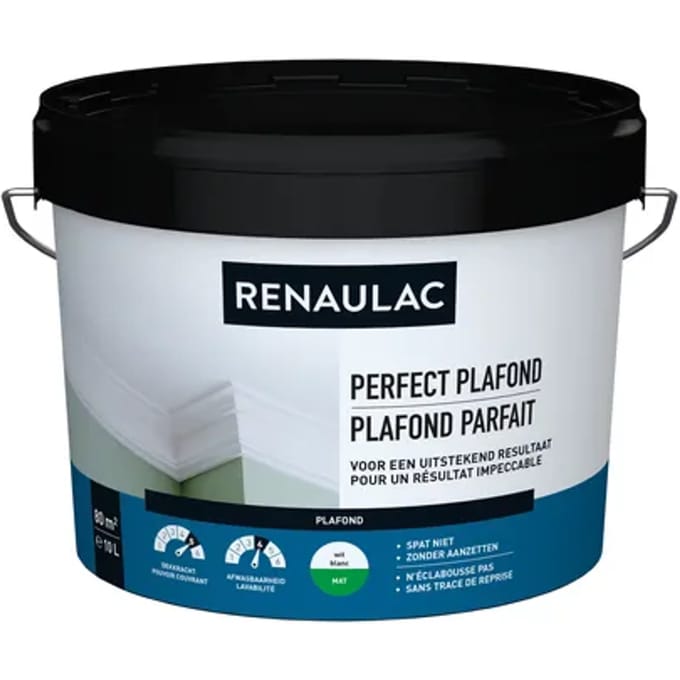 Renaulac Perfect Extreem Plafond Verf - Mat - Wit - 10l
